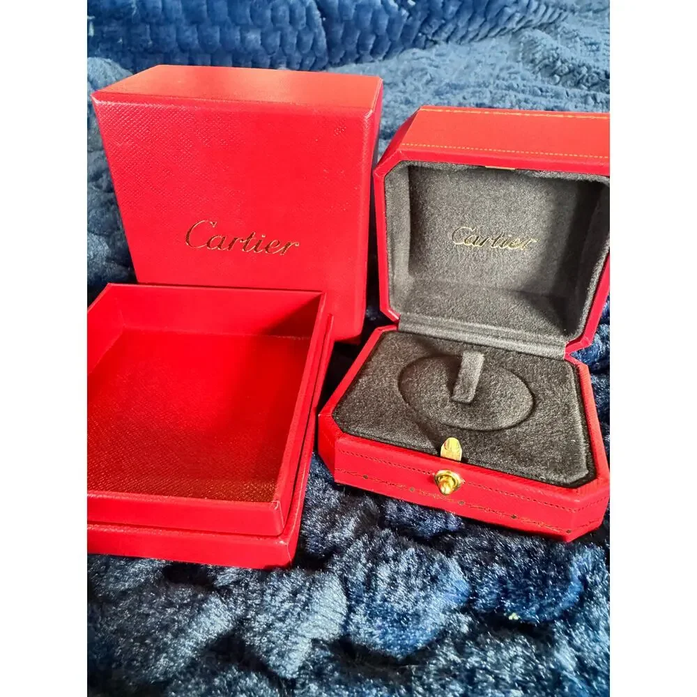 🎁 Authentic Cartier Red Jewelry Boxes – Inner & Outer Presentation Set